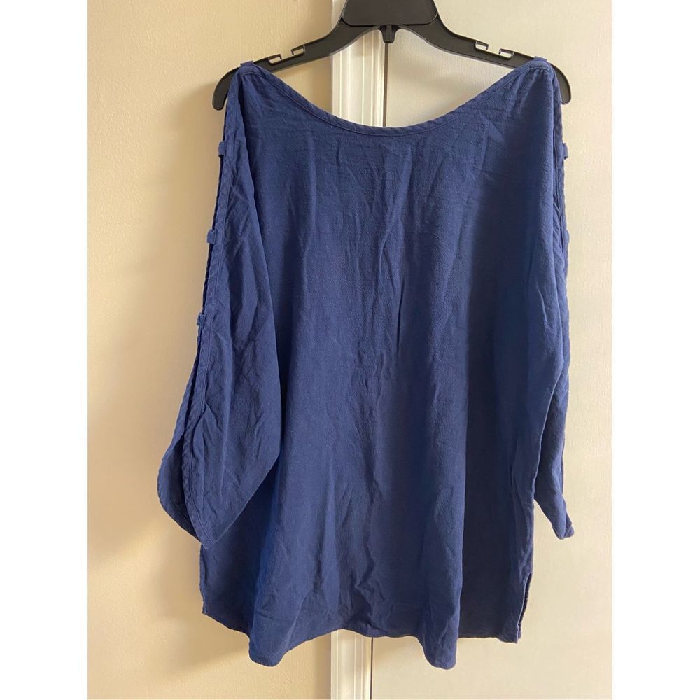 SOFT surroundings navy blue open sleeves tunic 100% cotton. Medium